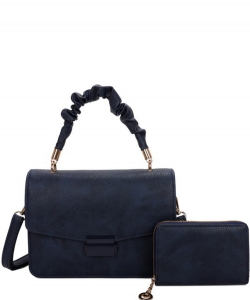 Fashion Ruched Top Handle 2-in-1 Satchel  LF22924T2 NAVY